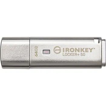 USB flash disk Kingston IronKey Locker+ 50/64GB/145MBps/USB 3.1/USB-A/Stříbrná