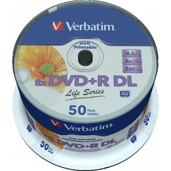 Optické médium VERBATIM DVD+R DL AZO 8,5GB/ 8x/ printable/ inverse stack/ 50pack/ spindle