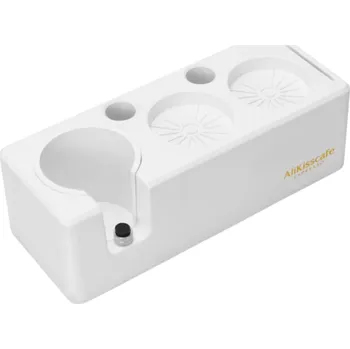 Kávovar Držák na tamper a portafilter z ABS plastu 57 mm s 2 otvory na tampery, 1 otvorem na portafilter a 2 otvory na štětce Baristické příslušenství bílá