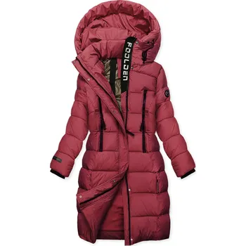 Burgundy dámská zimní bunda s kapucí