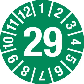 Samolepící etiketa Kontrolní štítek 29, barva zelená, fólie samolepicí, 15 mm, BJ = 1 x 60 ks