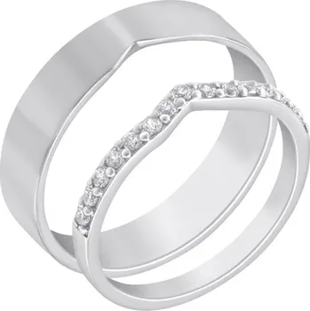 Šperk Platinový eternity prsten s diamanty a pánský plochý prsten Marveille