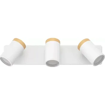 Koupelnové svítidlo Eglo 300004 CONSUMA - Elegantní koupelnové bílé bodové svítidlo se dřevěnými prvky, 3 x GU10, 40cm, IP44 (Stropní moderní svítidlo v bílé barvě se dřevem)