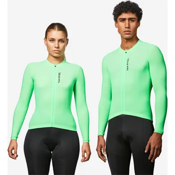 Pánské tričko VAN RYSEL Unisex dres na silniční cyklistiku s dlouhým rukávem a UV ochranou letní RCR 2 L ZELENÁ