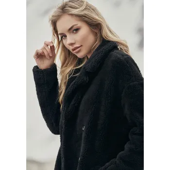 Dámské oblečení Dámský oversized Sherpa Coat černý Urban Classics černá 1752701