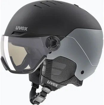 Lyžařská helma UVEX Wanted Visor Pro V black/silver matt