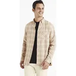 Celio Kostkovaná flanelová košile Canewto - Pánské Celio hnědá | krémová 2057637