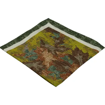 Látkový kapesník Zeleno hnědý pánský kapesníček s podzimním motivem listů