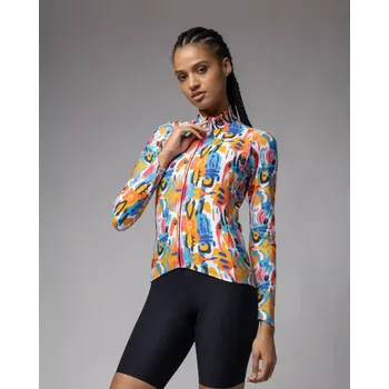 cyklistický dres ALÉ Cyklistický dres s dlouhým rukávem zimní - TRIBAL - bílá/vícebarevná XS