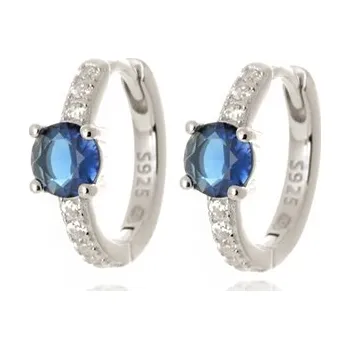 Náušnice Stříbrné naušnice kruhy s čirými a modrými zirkony SSVLE3215XH2M115