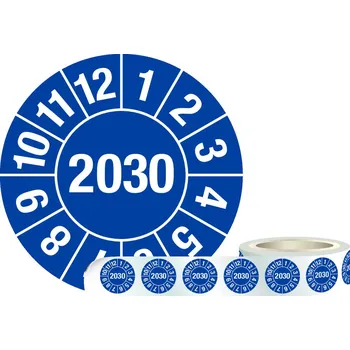 Samolepící etiketa Kontrolní štítek 2030, barva modrá, fólie samolepicí, 30 mm, BJ = 1 role à 1000 ks