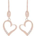 Zlaté visací náušnice ve tvaru srdce s diamanty Mekhi