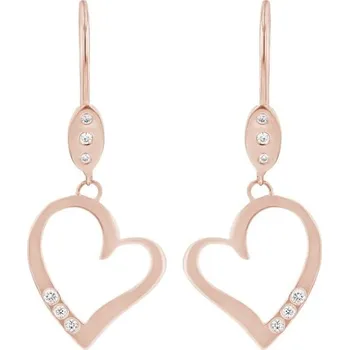 Náušnice Zlaté visací náušnice ve tvaru srdce s diamanty Mekhi