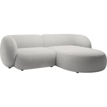 Pohovka Micadoni Světle šedá sametová rohová pohovka Kate 255 cm, pravá