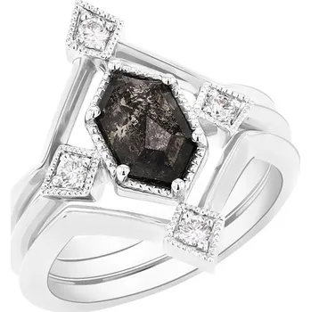 Šperk Set jedinečných prstenů se salt and pepper diamantem Ural