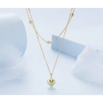 Náhrdelník For Silver Dvojitý pozlacený náhrdelník "Srdce" - Stříbro 925