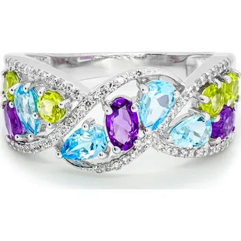 Prsten Prsten z bílého zlata s diamanty a drahokamy ZR137AMBTOL