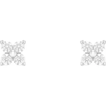 Náušnice Stříbrné náušnice s lab-grown diamanty ve tvaru květiny Teresia