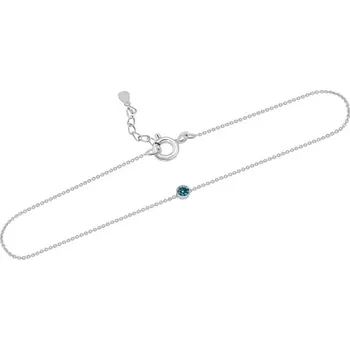 Náramek Stříbrný minimalistický náramek s modrým diamantem Bonato