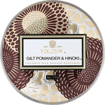 Svíčka Voluspa – vonná svíčka Gilt Pomander & Hinoki (Pozlacený pomander a Hinoki), 113 g