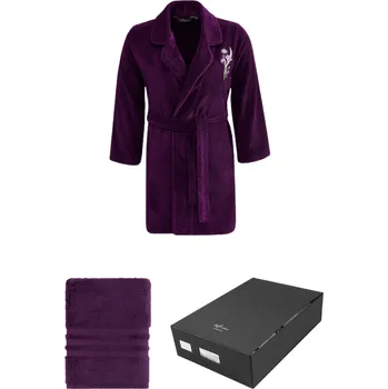 Dámský župan Soft Cotton Luxusní dámský krátký župan s ručníkem LILLY v dárkovém balení Barva: Fialová, Velikost: XL