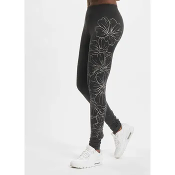 Černé legíny s květinovým vzorem Dangerous DNGRS šedá 1954581