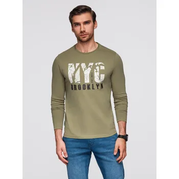 Pánské tričko Pánské triko s dlouhým rukávem NYC Brooklyn Ombre bílá | kaki 3434445