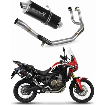 Výfuk pro motocykl Laděný výfuk Dominator Honda CRF 1000L Africa Twin 2016 - 2019 Kompletní systém Výfukové potrubí P7 BLACK + dB killer medium