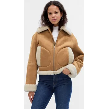 GAP Krátká bunda sherpa - Dámské GAP hnědá 2522113