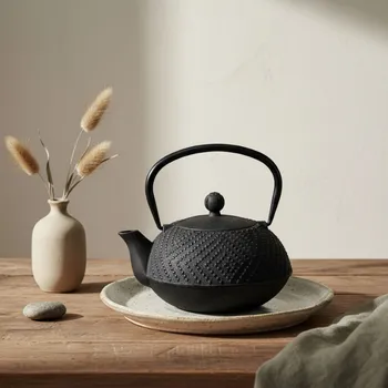 AROMELIO Litinová čajová konvice s filtrem KAMIN, 900 ml, černá