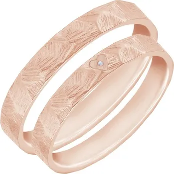 Prsten Tepané a škrábané snubní prsteny se srdcem a diamantem Ernie