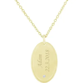 Přívěsek Zlatý oválný přívěsek s diamantem a gravírem Velma