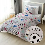 Dětské bavlněné ložní povlečení Sandra SA-646 Fotbal to je hra - na šedém Jednolůžko 140x200 a 70x90 cm