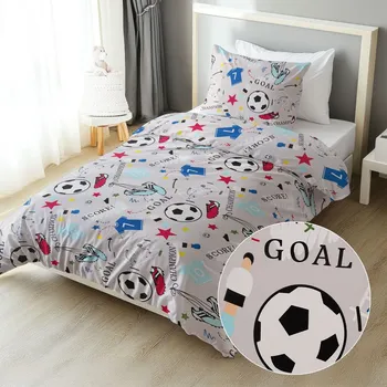 Povlečení Biante Sandra SA-646 Fotbal to je hra - na šedém 140x200 a 70x90 cm zip