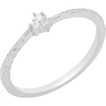 Prsten Stříbrný diamantový prsten s tepaným povrchem Milan