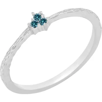 Prsten Jemný stříbrný prsten s modrými diamanty Milan