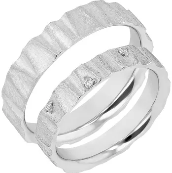 Prsten Zlaté tvarované prsteny s matným povrchem a diamanty Kristia