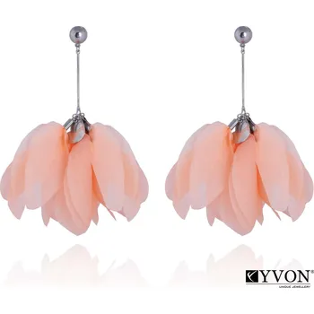 Náušnice Yvon Lehoučké náušnice s květinovým motivem - saténové lístky v broskvové barvě