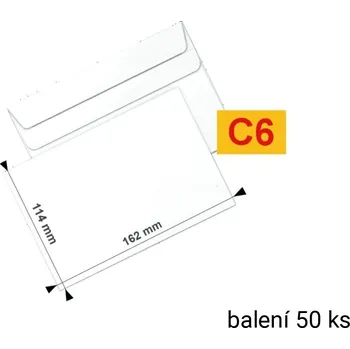 Obálka Obálka C6 bílá samolepicí s ohybem, 50 ks