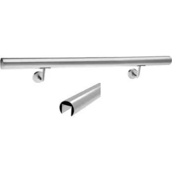 madlo pro LED osvětlení s AL profilem, broušená nerez, 175 cm, 3 držáky - ledkové zábradlí na stěnu, délka 75 - 600 cm, nerez K320 /AISI304, set madlo ø 42,4 mm s ukončením, počet úchytů dle délky madla, hliníkový profil na LED pás