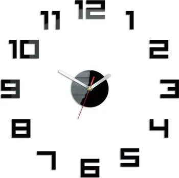 Hodiny Nástěnné samolepící hodiny Digit 50 cm černé