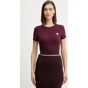 Dámské tričko Tričko Guess dámské, vínová barva, W2YI44 J1314 W2YI44.J1314 83X, vel. XL