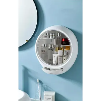 Koupelnový nábytek Organizér do koupelny na zeď kulatý bílá