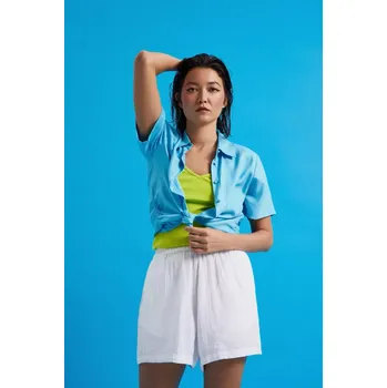 Dámské kraťasy Dámské plátěné šortky MOODO - bílá Marisse bílá | světle modrá | světle zelená 2827581