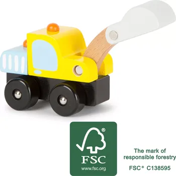 Dřevěná hračka Small Foot dřevěný bagr žlutá