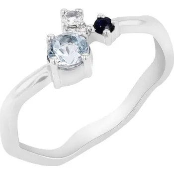 Prsten Cluster prsten s akvamarínem, safírem, měsíčním kamenem a diamantem Roche