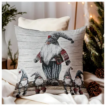 Povlak na dekorativní polštářek Vánoční gobelínový povlak na polštářek Šedí elfové 50 x 50 cm