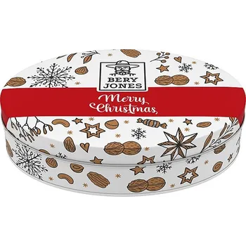 Čokoláda Bery Jones Vánoční preclíky mix v oválné plechové dóze 150g