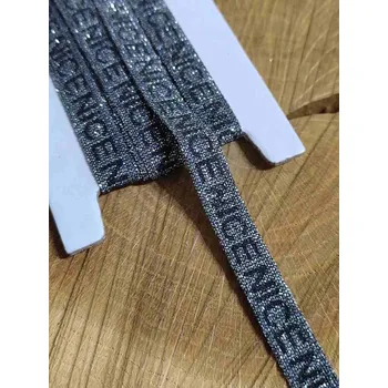 Lampas s lurexem Nice šíře 9 mm barva stříbrná tmavá