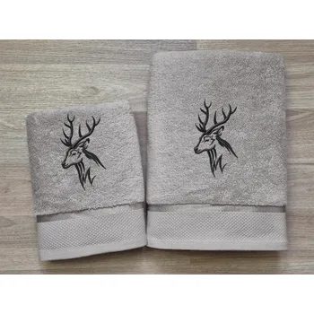 Ručník Luxusní ručník pro myslivce Hlava jelena šedá